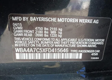 2015 BMW 428 Gran Coupe xDrive из США, поврежденный, VIN WBA4A7C5XFD415646